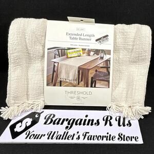 Threshold Extended Length Table Runner Beige 100% Cotton 14 x 108 in